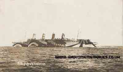 SS Aquatania troopship Liverpool to Mediterranean